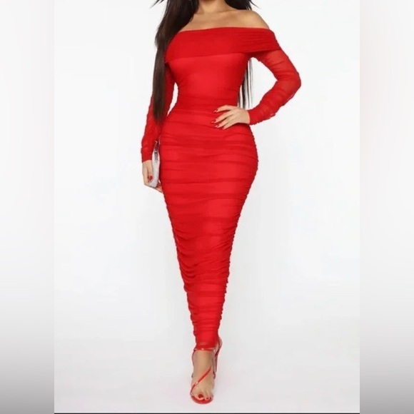 Fashion Nova mesh ruched dress - Picture 1 of 2